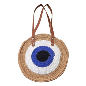 Τσάντα Στρογγυλή Cotton με Μάτι ø28cm