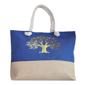 Τσάντα Παραλίας Λινάτσα Δέντρο Ματάκια