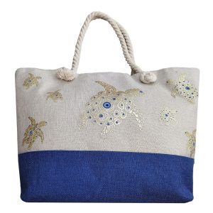 Τσάντα Παραλίας Λινάτσα Χελώνες