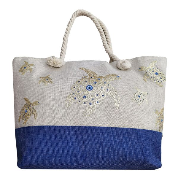 Τσάντα Παραλίας Λινάτσα Χελώνες